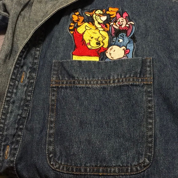EUC,Disney Winnie the Pooh and Friends,LS,DENIM,SZ. LARGE, EMBROIDERED - Picture 3 of 6